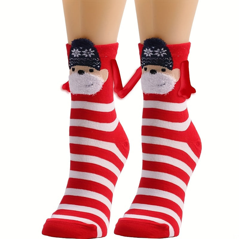 6 Pairs Hand In Hand Magnetic Socks Couple Crew Sock Xmas