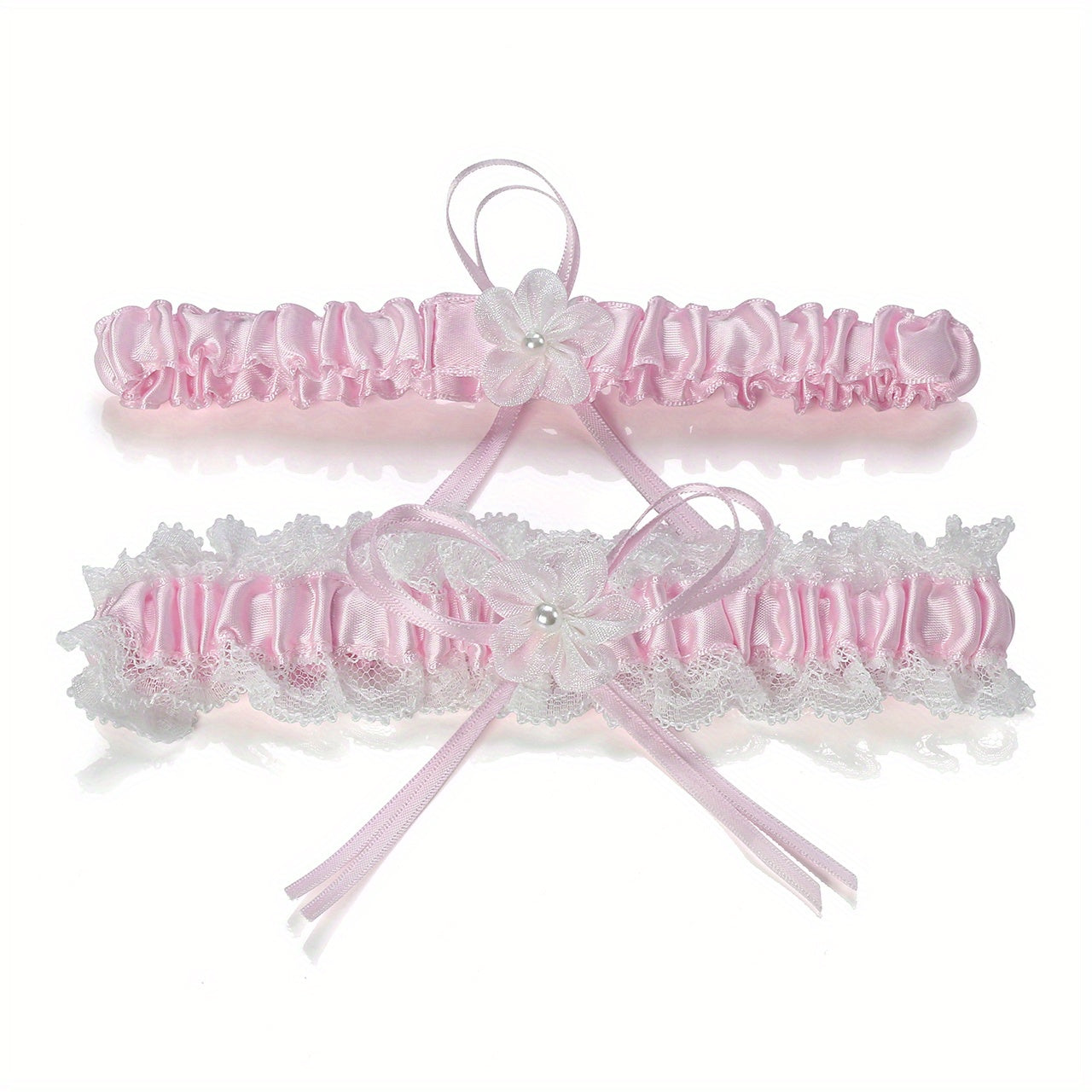 Satin Lace Bridal Garter with Ribbon Bowknot Elastic Straps