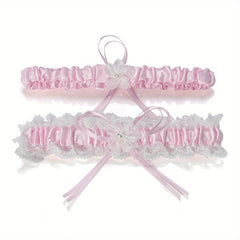 Satin Lace Bridal Garter with Ribbon Bowknot Elastic Straps