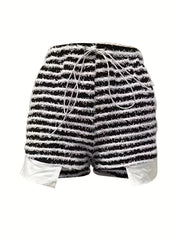 Stripe Pattern Slim Shorts for Women