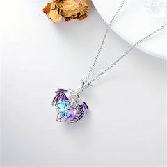 Colorful Dragon Rhinestone Pendant Necklace Holiday Gift For Girls