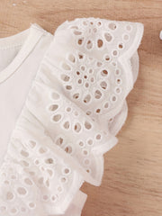 2Pcs Newborn Baby Girl Summer Clothes Set Solid Ribbed Top & Button Shorts