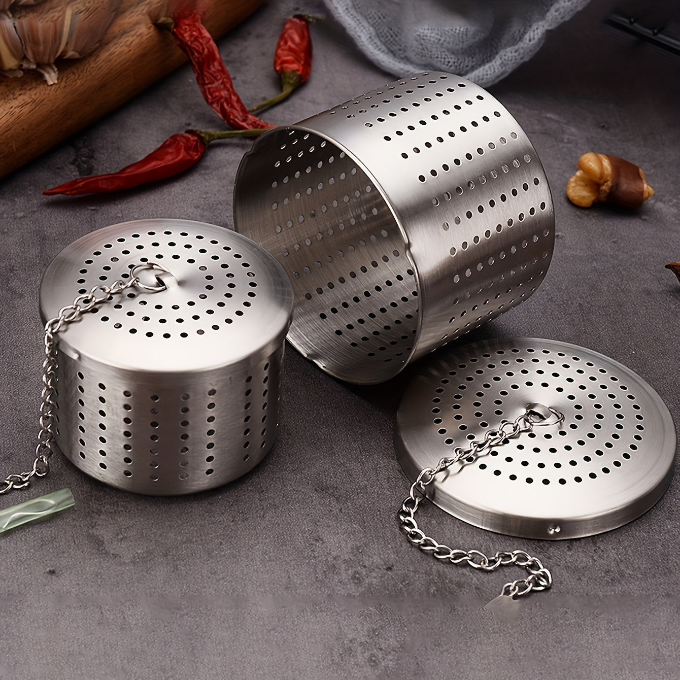 Stainless Steel Tea Strainer Infuser with Fine Mesh and Chain Hook