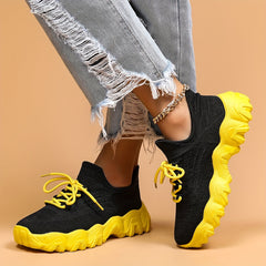 Thick Sole Running Shoes Mesh Breathable Lace Up Sneakers