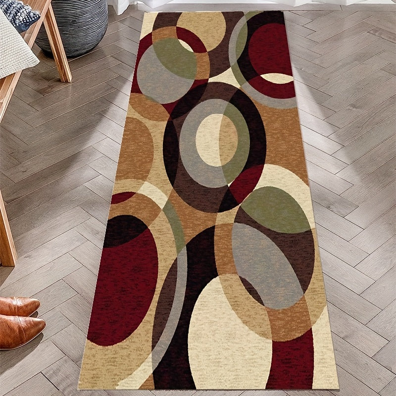 Geometric Runner Rug Non Slip Vintage Runner Waterproof Stain Resistant Carpet