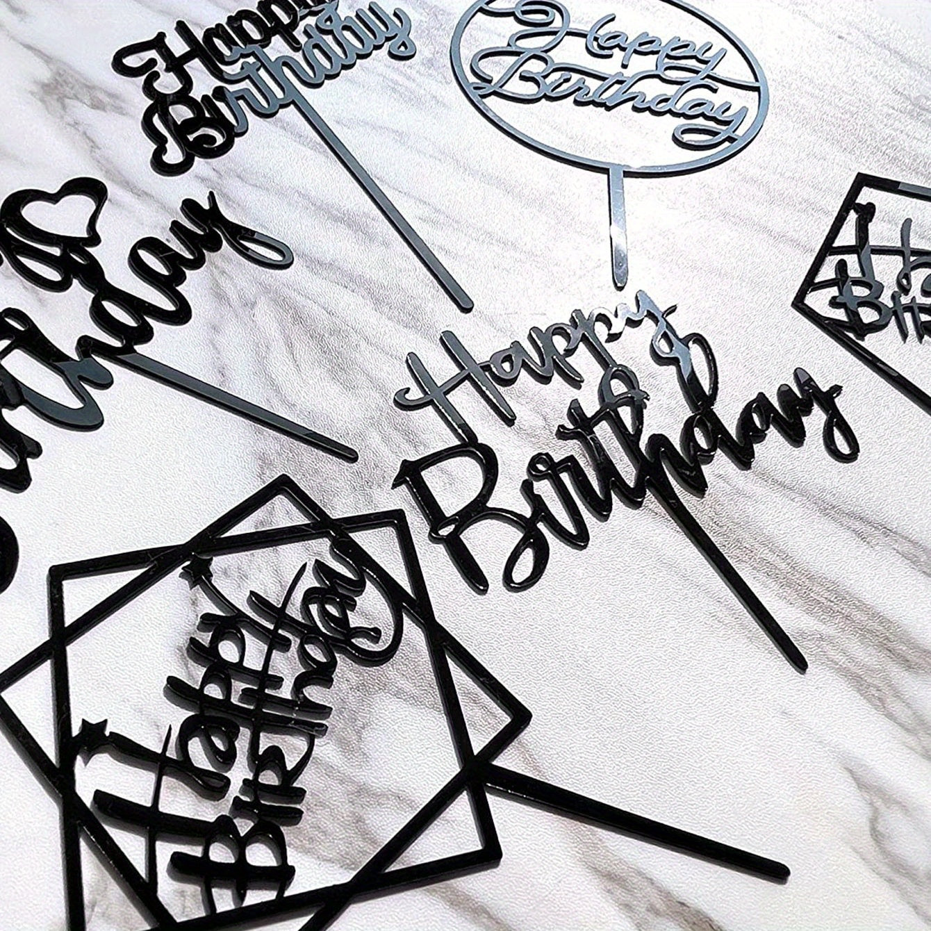 6pcs Happy Birthday Acrylic Cake Toppers