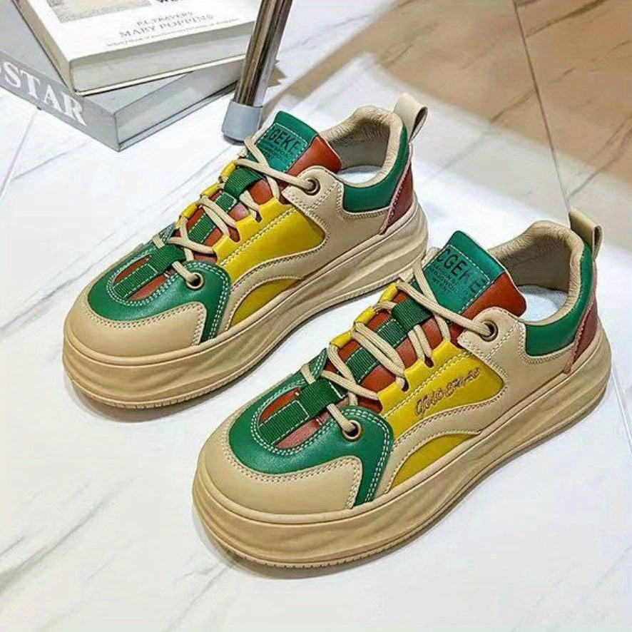 Women's Letter Pattern Board Shoes Lace Up Flat Athletic Sneakers