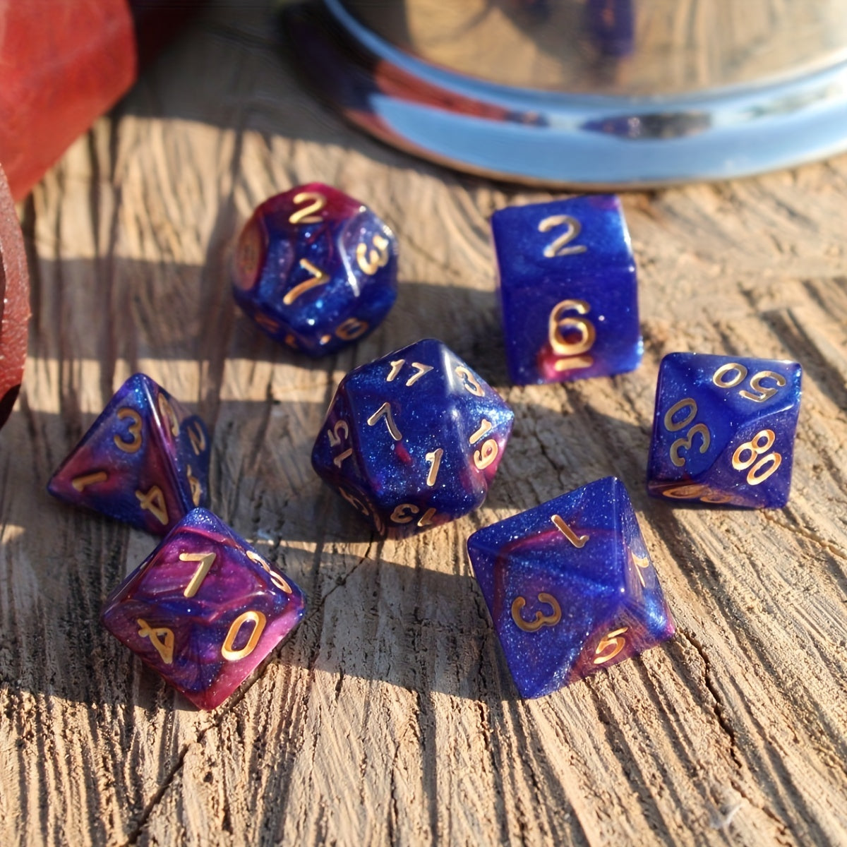 7pcs Dark & Purple Starry Sky Dice Set for Party