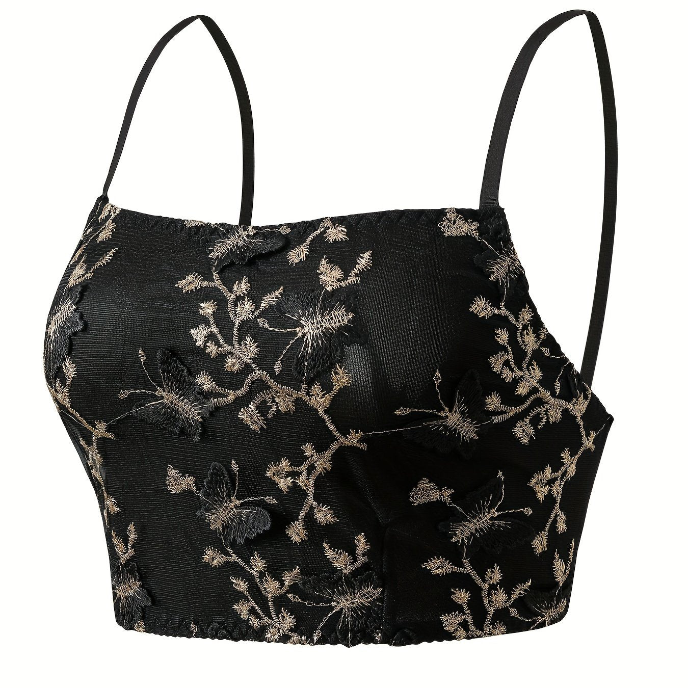 Retro Bralette Women's Plus Floral Embroidered Longline Bralette