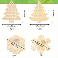 10pcs Christmas Wooden Cross Stitch Kits Ornaments Hand Craft Decorations