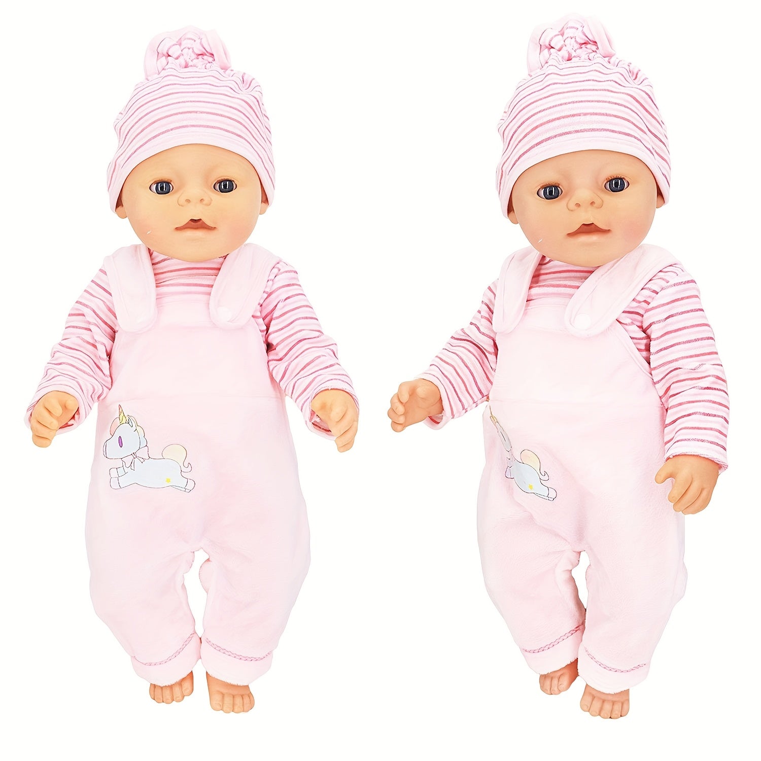 3pcs Baby Doll Clothes Set with Hat, Long Sleejsones and Pants