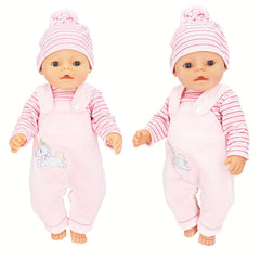 3pcs Baby Doll Clothes Set with Hat, Long Sleejsones and Pants