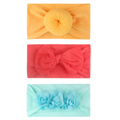 3pcs Nylon Soft Baby Headbands, 0-3 Yrs