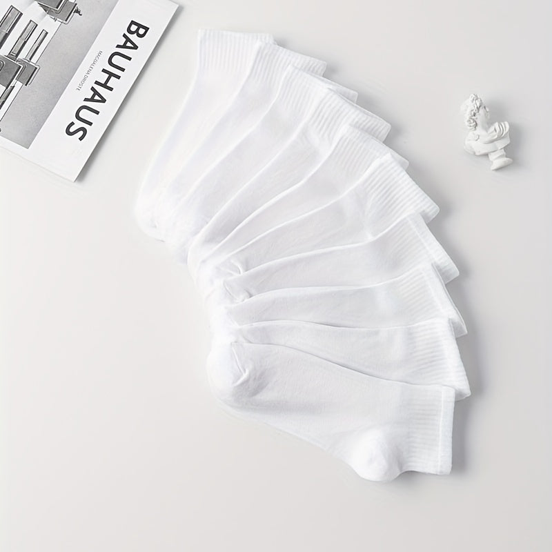 10 Pairs Women's Comfy Breathable Solid Socks All-match Stockings