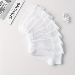 10 Pairs Women's Comfy Breathable Solid Socks All-match Stockings