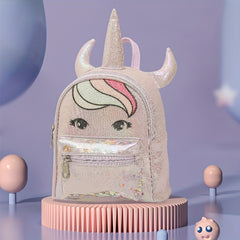 Unicorn With Horns Shape Backpack for Girls