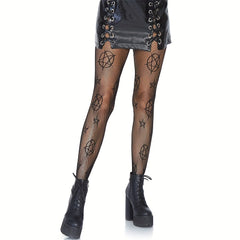 Pentagram Fishnet Pantyhose High Waist Mesh Stockings
