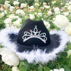 Pink Feather Brim Cowboy Hat Crown Decor Western Sun Hat Hip Hop Breathable
