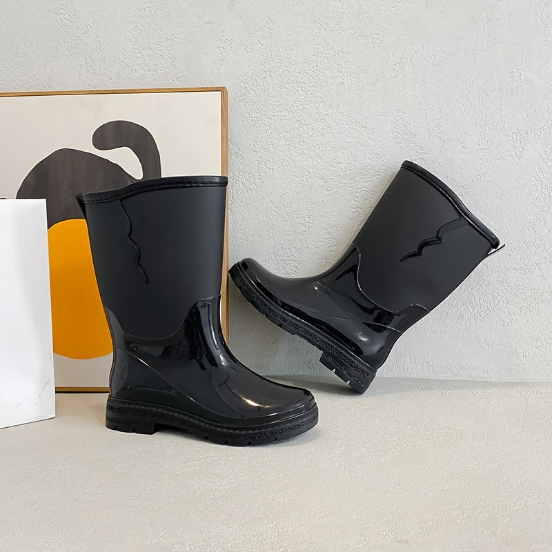 Women's Mid Calf Rain Boots Waterproof Non Slip Shoes