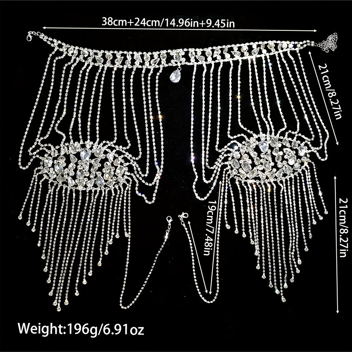 Rhinestone Shoulder Chain With Long Tassel for Wedding Party