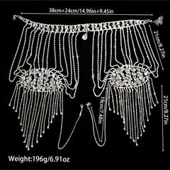Rhinestone Shoulder Chain With Long Tassel for Wedding Party