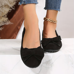 Women's Bowknot Flat Shoes Slip On Solid Shoes