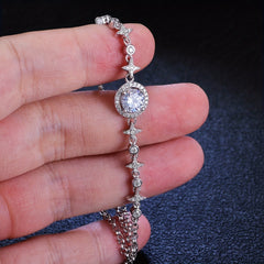 1Ct Classic Moissanite Star Round Bracelet S925 Silver Engagement Wedding Gift