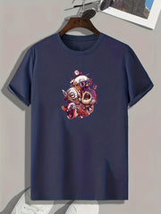 Funny Cartoon Print Men's Graphic T-shirt for Summer