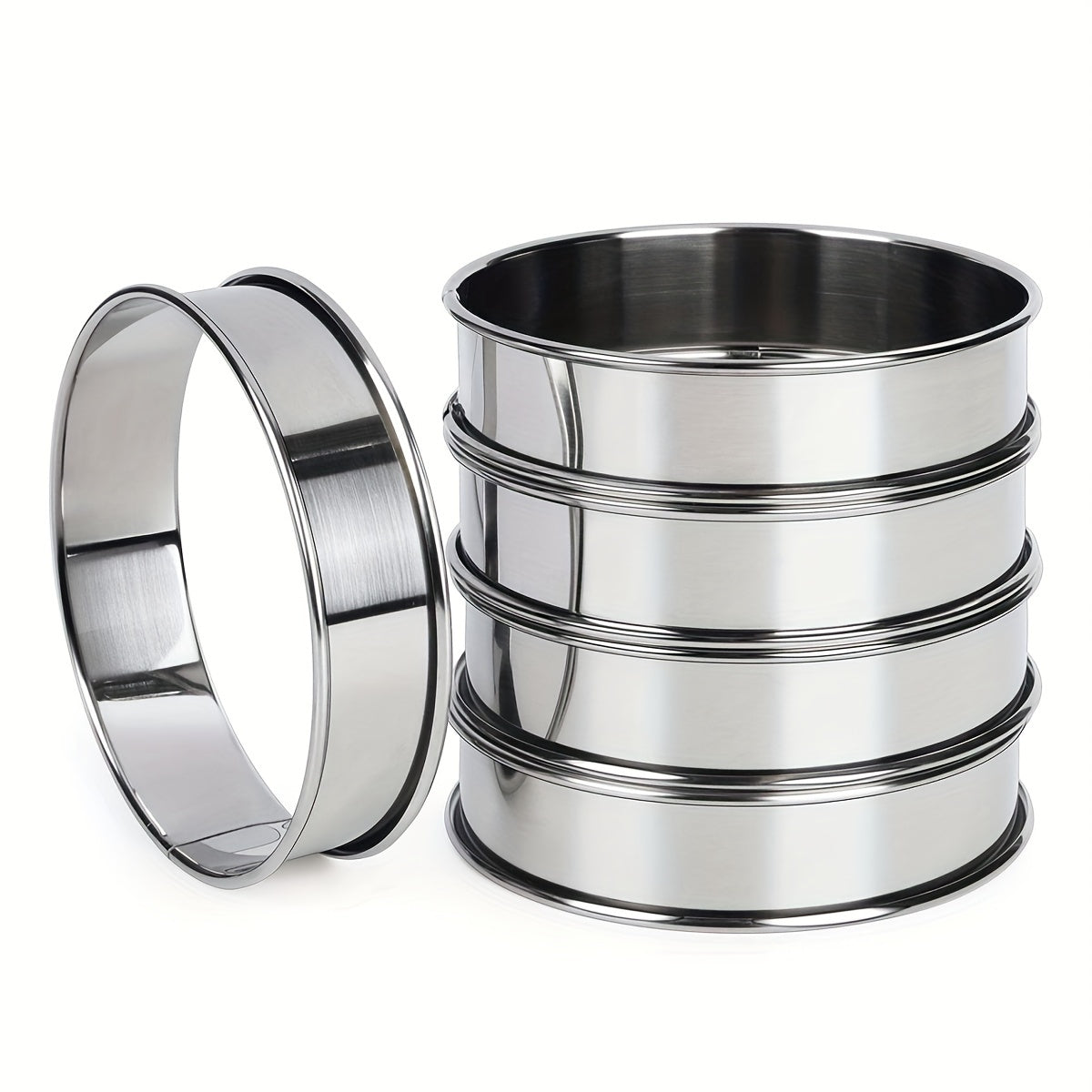 5pcs Stainless Steel Crumpet Rings 10 16 Cm Nonstick Round Cake Rings