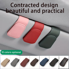 Sun Visor Glasses Holder Faux Leather for Sunglasses and Cards