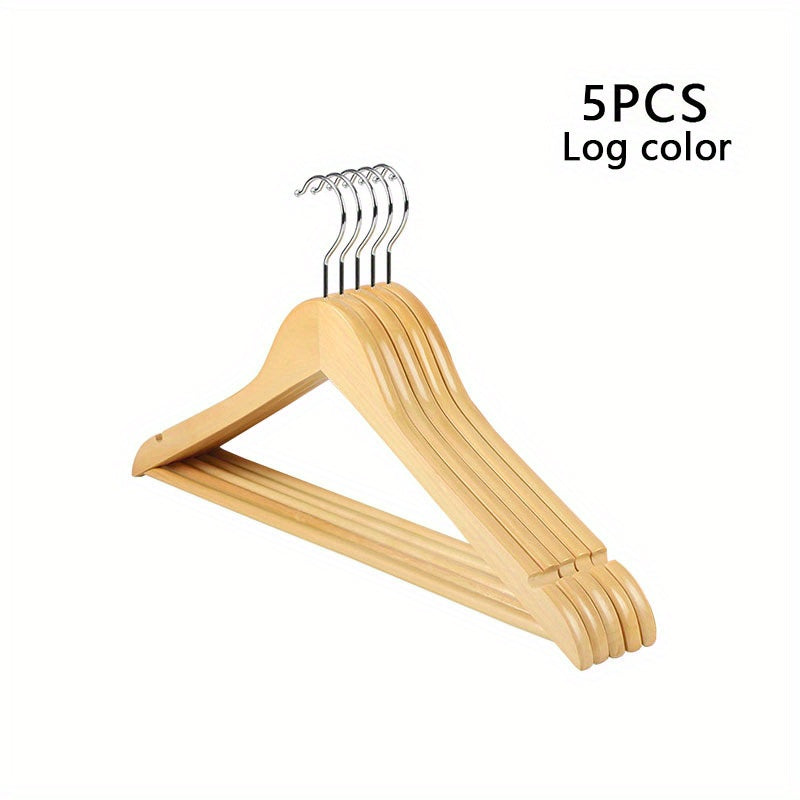 5pcs Non Slip Wooden Hangers Pants Coat Dress Drying Racks Holder