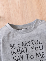 Stylish Letter Print Long Sleeve Tees for Baby Boys & Girls