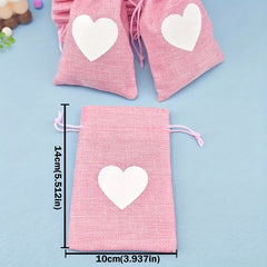 10pcs Love Linen Western Wedding Candy Bag Bundle Gift Bag