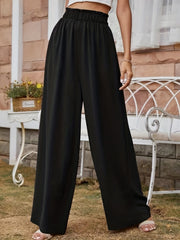 Draped Wide Leg Pants Paper Bag Waist Casual Pants
