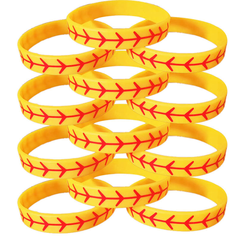 15 Silicone Baseball Bracelet Softball Bangle Wristband Sport Gift