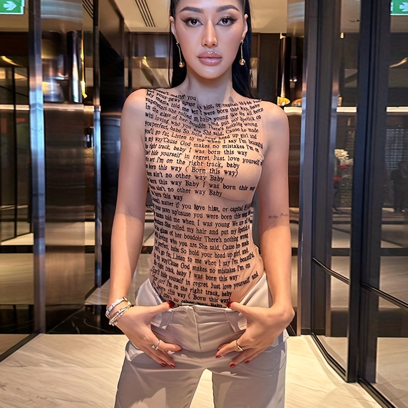 Mesh Sleeveless Top Casual Wear for Women