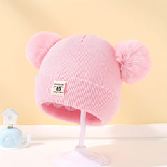 Baby Warm Knitted Hat Double Ball Boys Girls