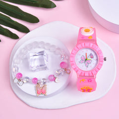 Butterfly Silicone Strap Quartz Watch with Pendant