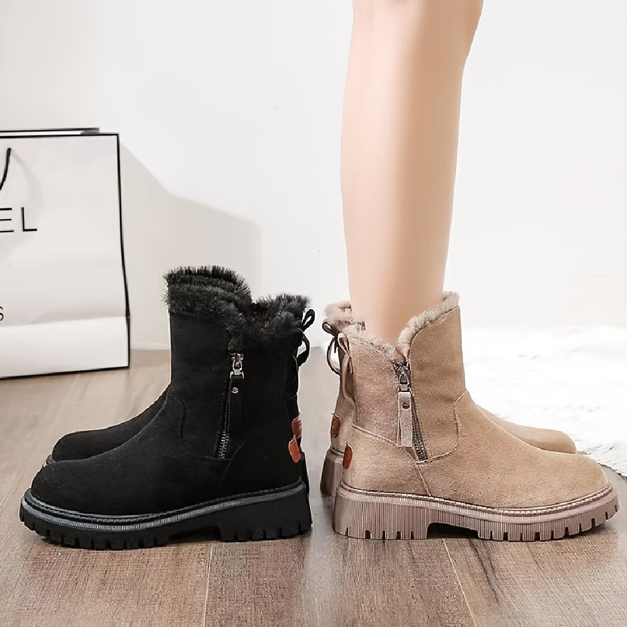 Women's Thermal Platform Boots Side Zipper Snow Boots