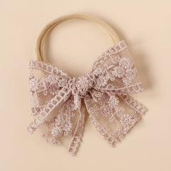 Summer Baby Bow Headband Lace Embroidery & Knotted