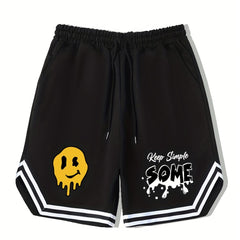 Men's Print Basketball Shorts with Drawstring - Summer Outdoor Wear