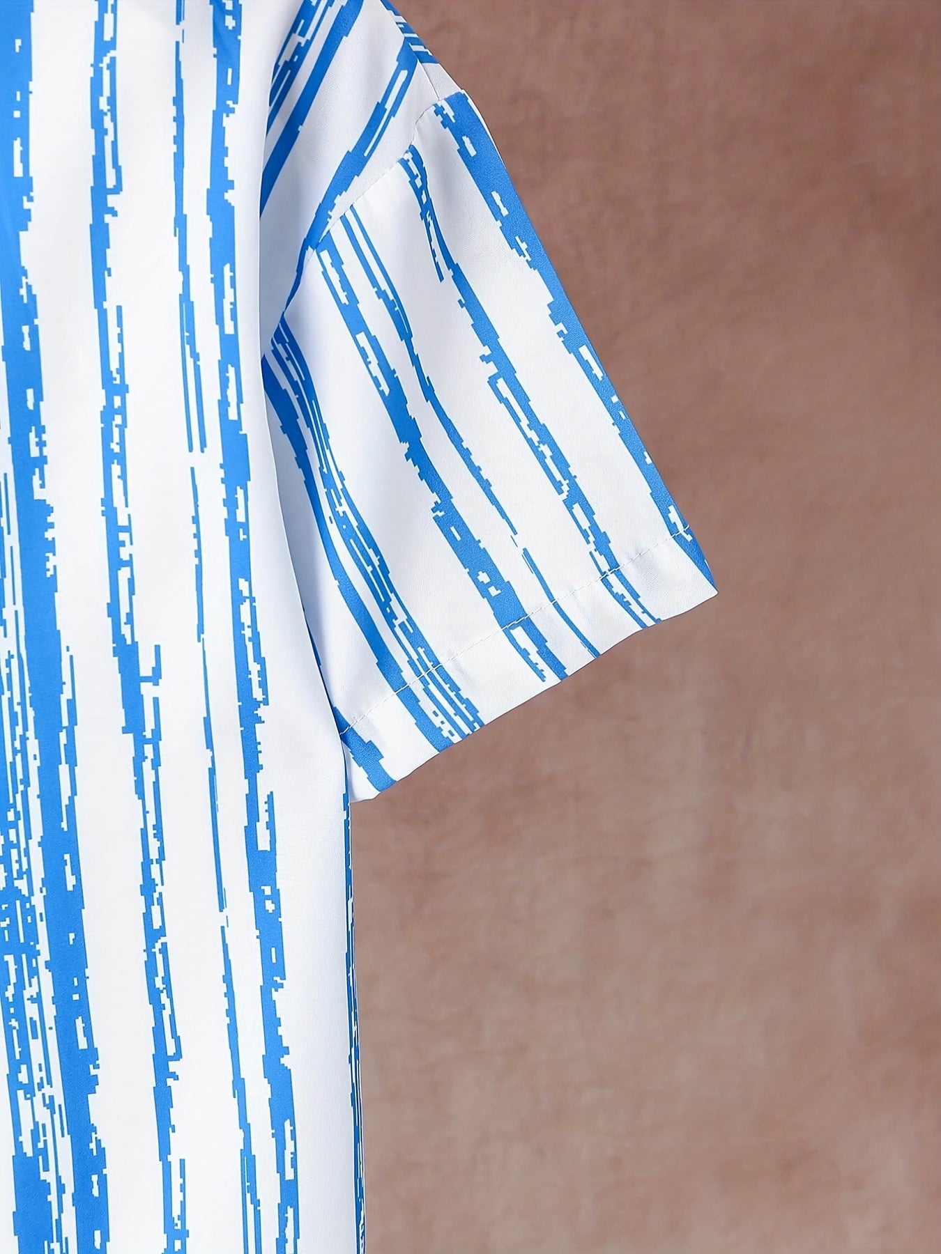 Hawaii Boys Striped Top Short Sleeve Lapel Shirt Outdoor
