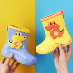 Girl's Dino Pattern Rain Boots Non Slip Waterproof Shoes