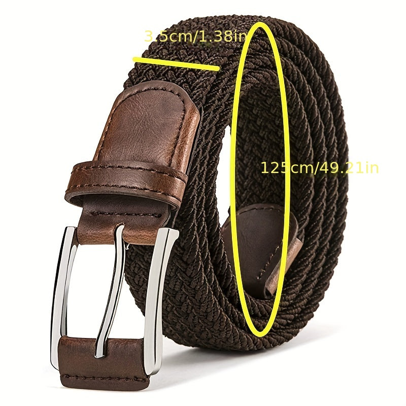 Men's Non-Porous Elastic Woven Pin Buckle Belt