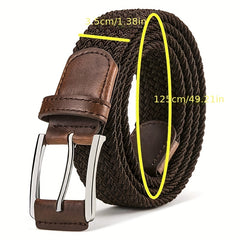 Men's Non-Porous Elastic Woven Pin Buckle Belt