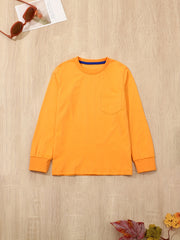 Boy's Solid Bottoming T shirt Kids Children Casual Long Sleeve Basic Tee Tops
