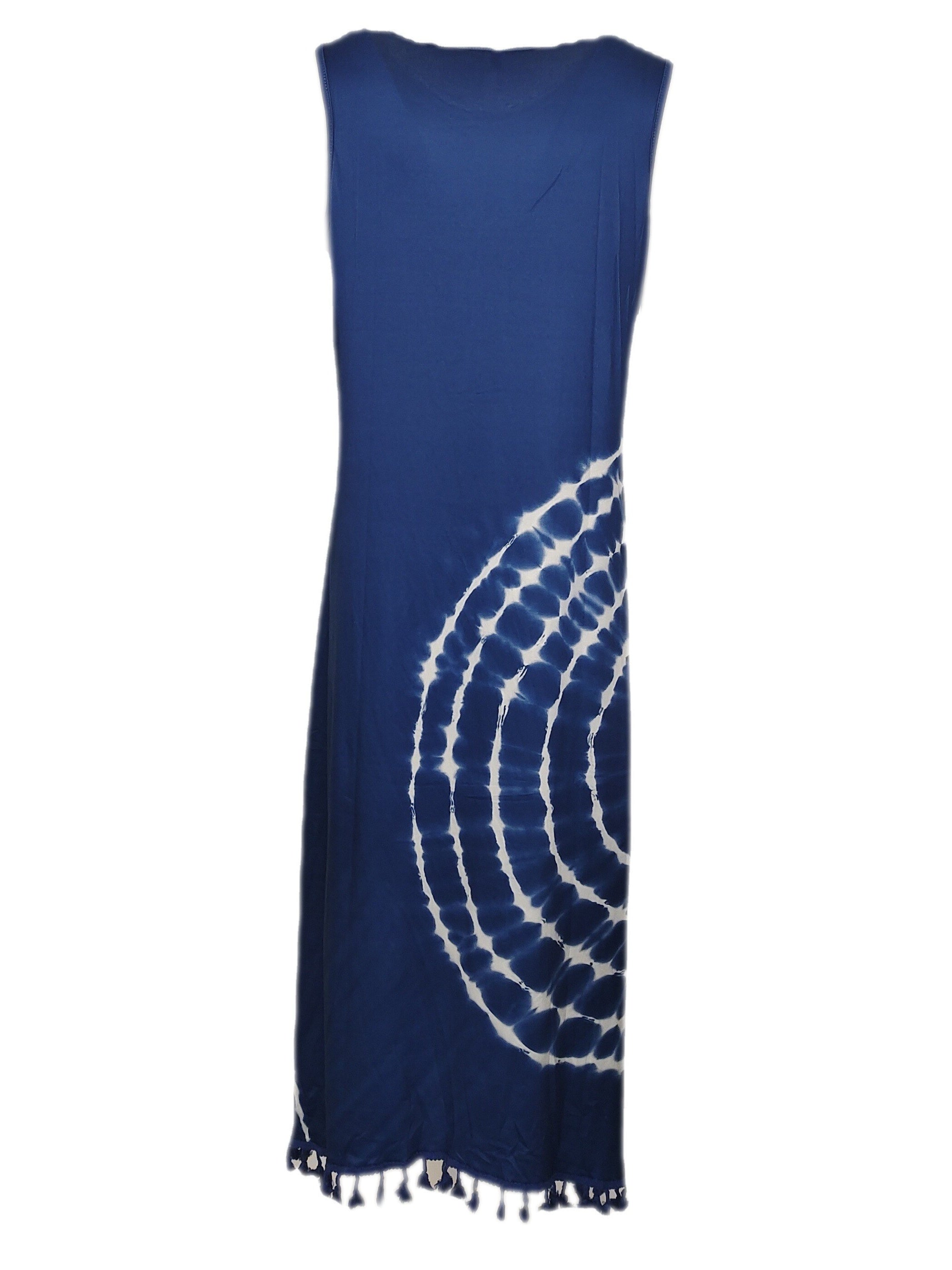 Tie Dye Tassel Tank Dress Crew Neck Sleeveless Women's Clothing