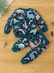 Baby Boys Dinosaur Print Set Sweatshirt Trousers Loungewear