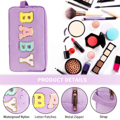 Preppy Makeup Bag With Strap Nylon Waterproof Travel Toiletry Bag