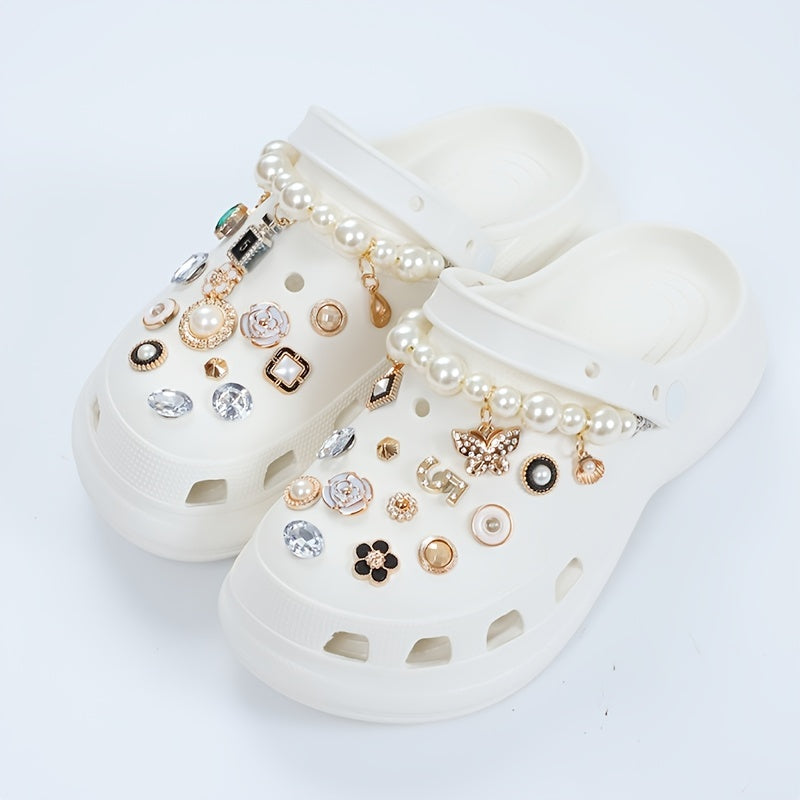 25pcs Crystal Shoe Charms Clog Shoes Decoration Bling Chain Jewelry Accessories